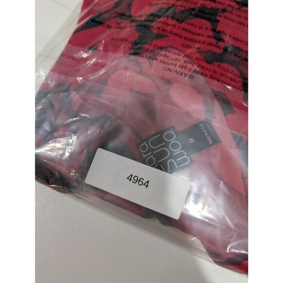 Clara Sun Woo Top Womens Medium Red Black Floral Tunic Art to Wear - Picture 9 of 9